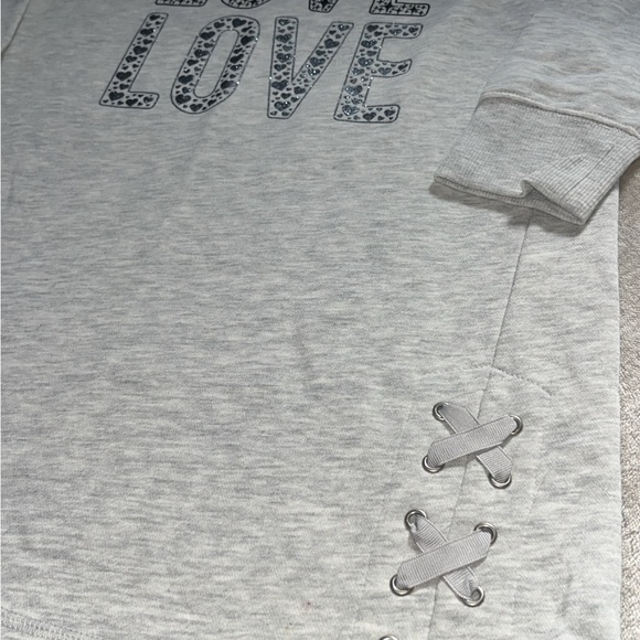 Gray Love Print Kids Dress - Picture 4 of 5